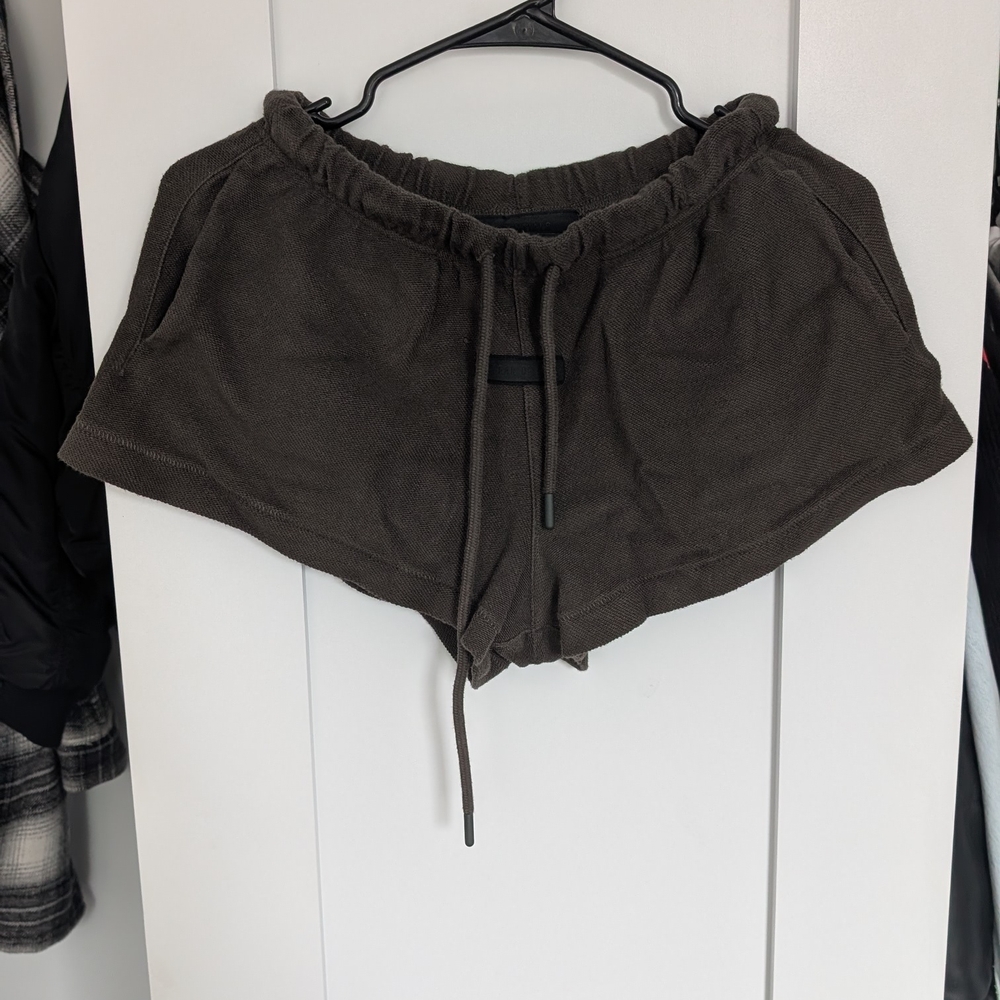 Essentials Brown Athletic Shorts with Elastic Waistband